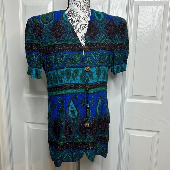 Jessica Howard Vintage Top Bright Bold 10P grandmacore - Picture 1 of 8